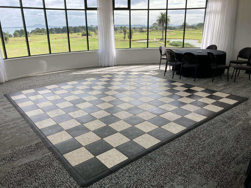 Black & white checker dance floor hire