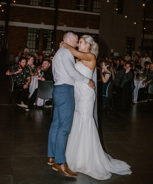 couple dancing their first dance at a wedding